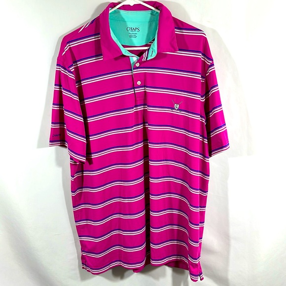 Chaps Pink Striped Golf Shirt Size XXL - Picture 1 of 4